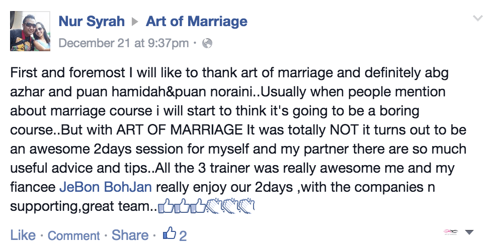 testimonial art of marriage